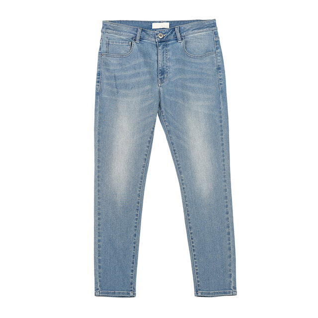 ERQ Slim Fit Nine-Point Jeans Men's Straight Leg Stretch Small Leg Pants Slim Casual Jeans