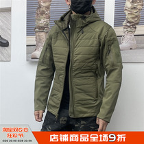 Spring autumn and winter outdoor tactical thin cotton jacket for men warm windproof and waterproof hooded jacket lightweight camouflage jacket