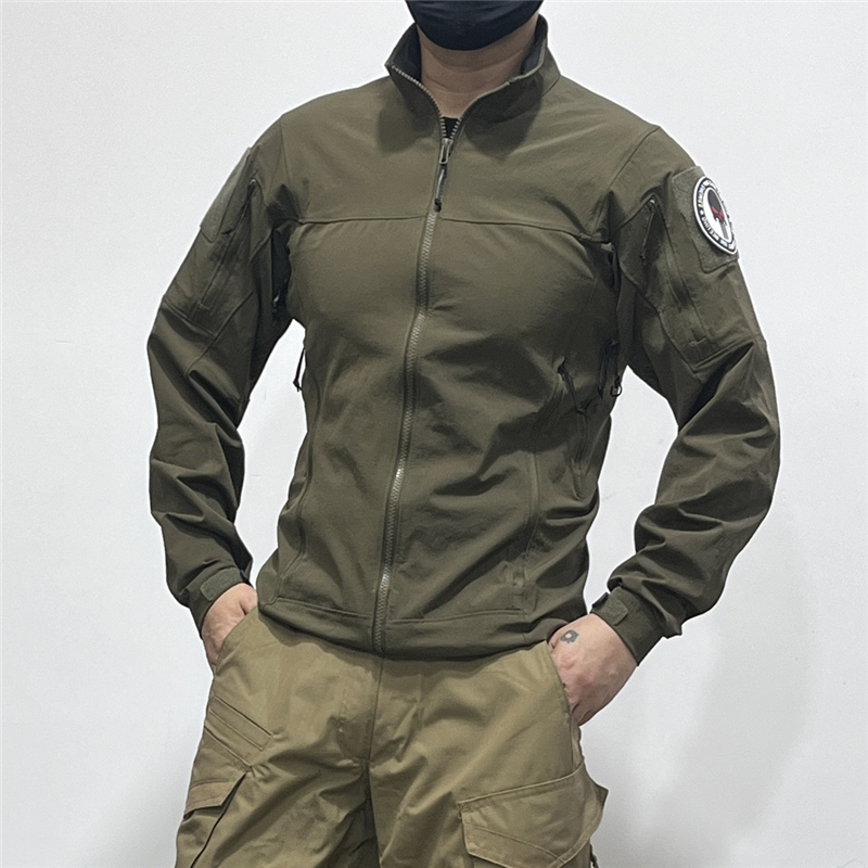Military Bird Leaf Four-Way Stretch Slim-Fit Softshell Jacket Outdoor Tactical Coat Spring and Autumn Orange Peel Pattern Camouflage Waterproof Stylish
