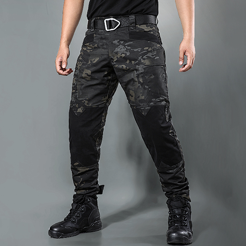 Spring and Autumn Men's Outdoor Tactical Pants Army Fan Mountaineering Leisure Labor Insurance Multi-pocket Waterproof Footwear Overalls Wear-resistant and Dirt-resistant