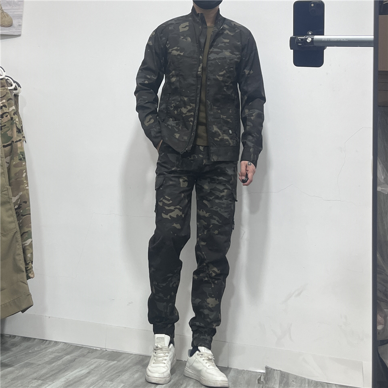 Spring and Autumn Men's Outdoor Training Camouflage Suit Waterproof and Windproof Tactical Jacket Coat Workwear Small Leg Pants Wear-Resistant and Breathable