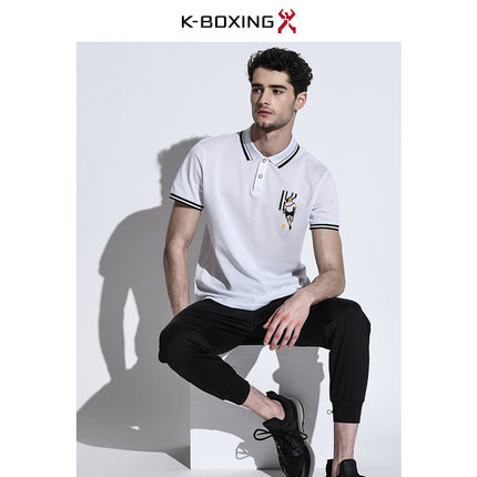 【专柜新品】劲霸男士短袖丝光棉T恤两粒扣撞色透气男|FTCA2102