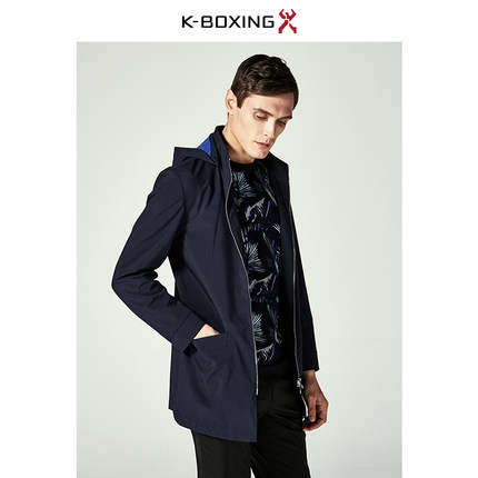 【专柜新品】劲霸2018春季正反面撞色连帽风衣男|VFHA1330