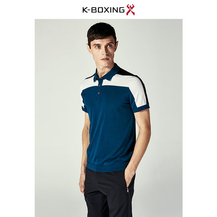 【专柜新品】劲霸2018夏季纯棉撞色色块休闲轻工艺衫男|VTTA2519