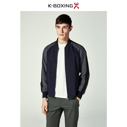 【专柜新品】劲霸2018春季撞色色块插肩袖短版茄克男|VKDA1173