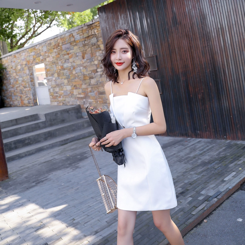 Phụ nữ mùa hè sexy váy ngắn 2021 mới tự tu dưỡng tính khí váy dạ hội sling dạ tiệc váy trắng ống trên - váy đầm
