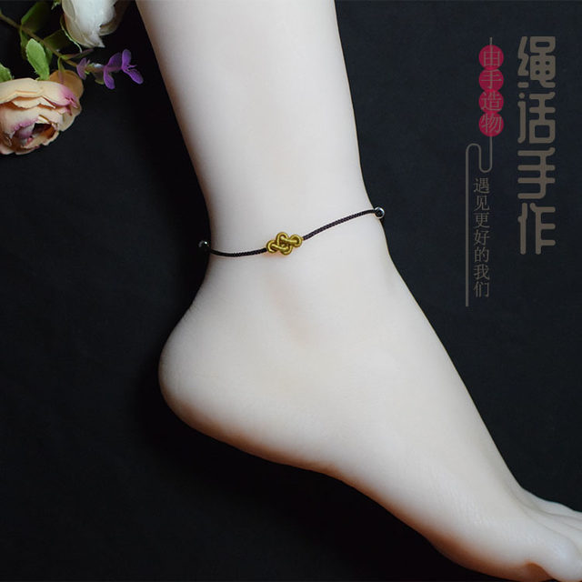 Ruyi knot anklet hand-woven antique sterling ເງິນ anklet ຄວາມປອດໄພສັດປີ anklet ເພັດ rabbit ປີຄົນອັບເດດ: ຄູ່ຜົວເມຍ