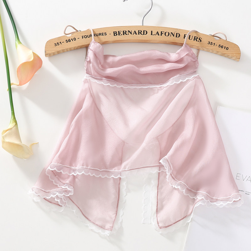 Summer pink lace silk ear-hanging veil scarf sunscreen mask neck guard neck integrated full face cycling mask