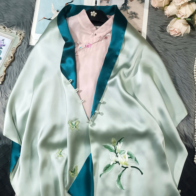 Gao Yan Orchid Soft Silk Disk Small Shawler Mom Hangzhou Silk Embroidery Silk Scarf Double-sided Woman