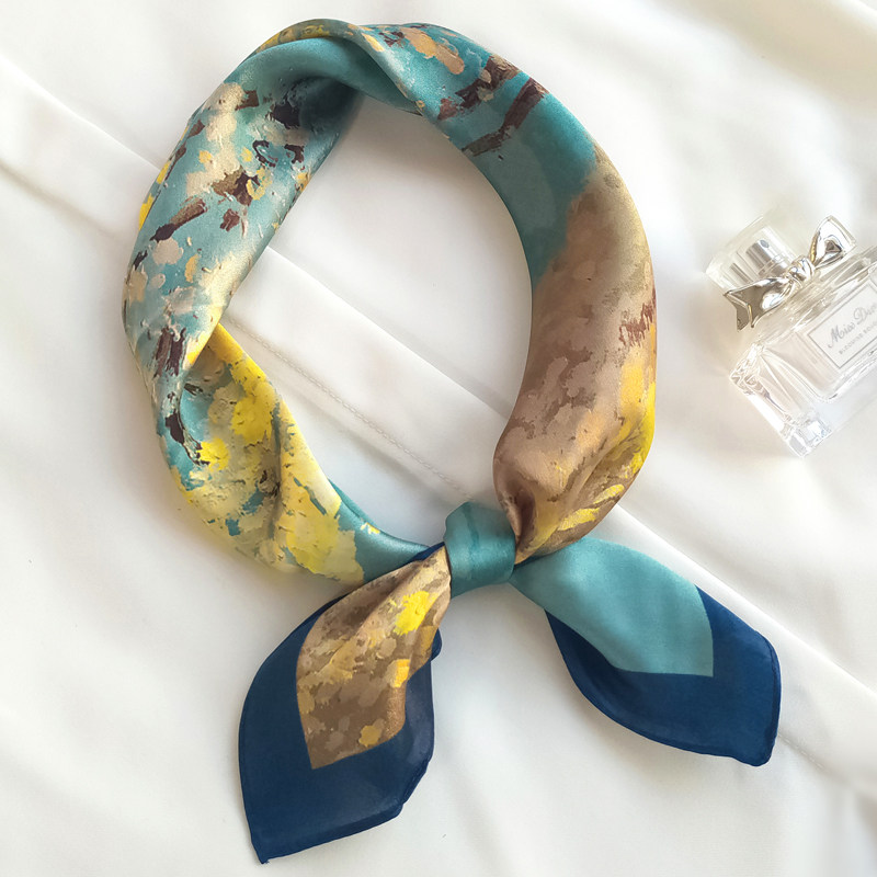 National Wind Oil Painting Genuine Silk Scarves small square towels Hangzhou Silk 50cm mulberry silk scarves shirts decorated with scarves