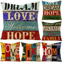 Retro Linen Cushion Cover Printed Pillow case live love