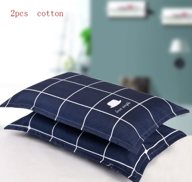 2pcs cottton bed set bedding color plain pillow case 47X74cm -