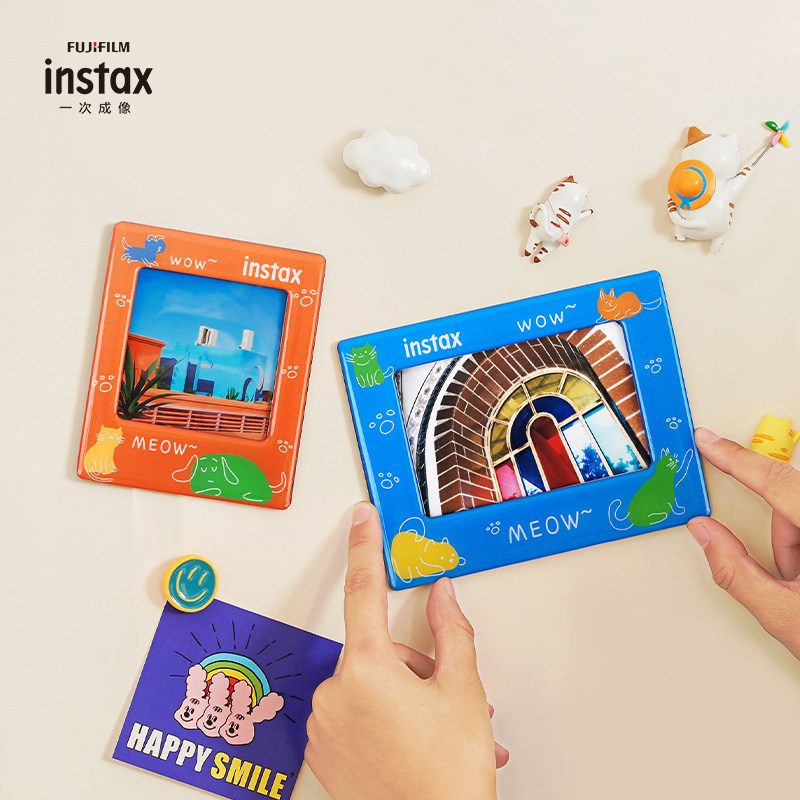 Fuji One time imaging magnet photo frame square wide germination cat dog style fridge stickup cartoon can be put on lap paper-Taobao