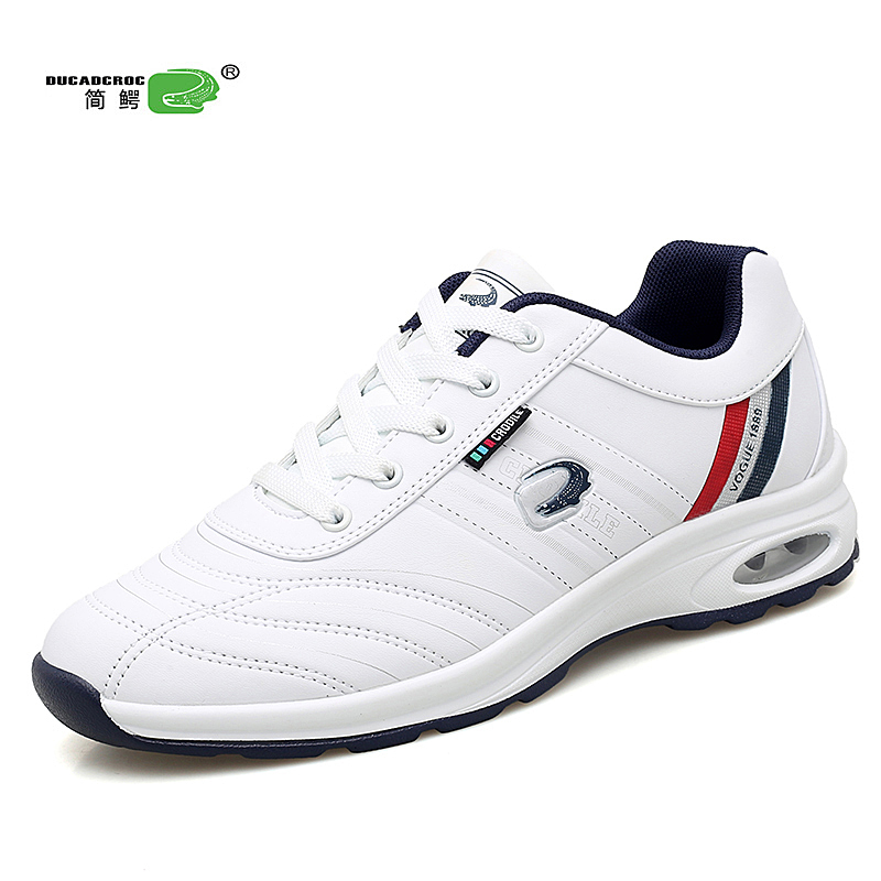 Autumn and Winter Genuine Simple Crocodile-Pattern Men's Leather Shoes, White Sports Casual Men's Waterproof Shoes, Middle-Aged Travel Shoes, Large Size 45