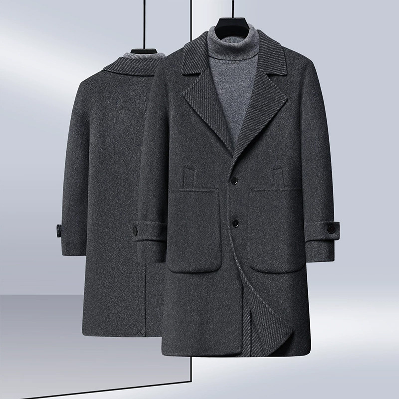 New Autumn and Winter Large Size Men's Long Wool Coat, Extra Large and Oversized, Suitable for Business Casual and Versatile