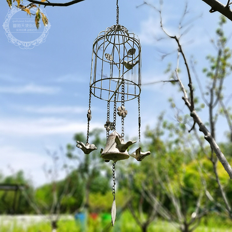 Outdoor Garden Retro Cast Iron Bell Pan Wind Bells American Patio Home Wall Hanging Accessories Outdoor Terrace Arrangement Pendant