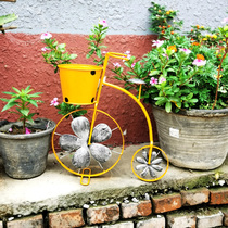 Retro wrought iron bicycle creative flower pot stand balcony garden courtyard window landscaping decoration floor ornaments