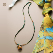 Meadow Genesis Mountain River Water Peacock Stone Gift Necklace with small crowdsourced original design Exquisite Temperament National Wind