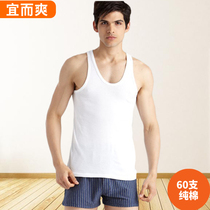2 pieces of Yiershuang pure cotton vest mens 60-count yarn high-count cotton middle-aged and elderly cotton summer thin sleeveless mens shirt