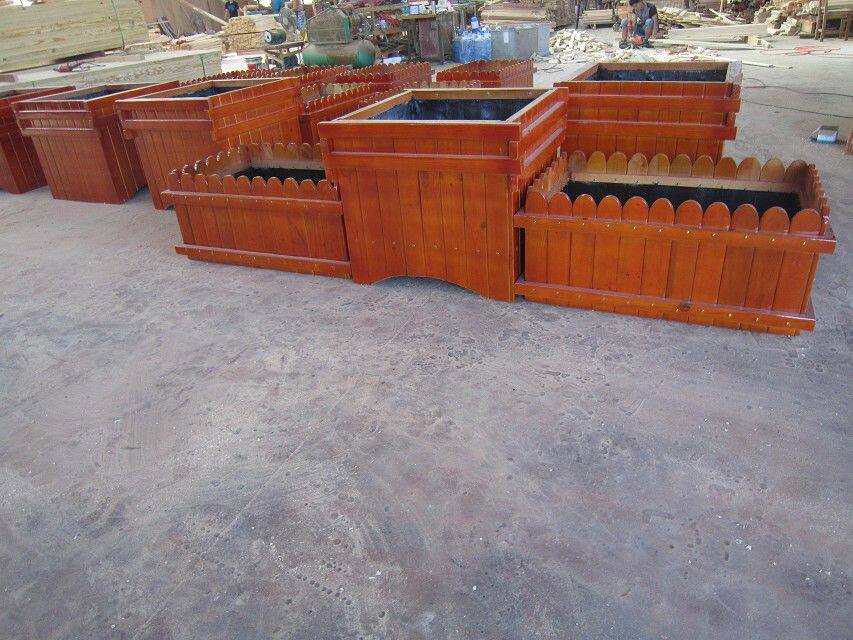 Customized outdoor park chair antiseptic wood leisure chair public chair table chair flower pot flower box flower bed solid wood bench