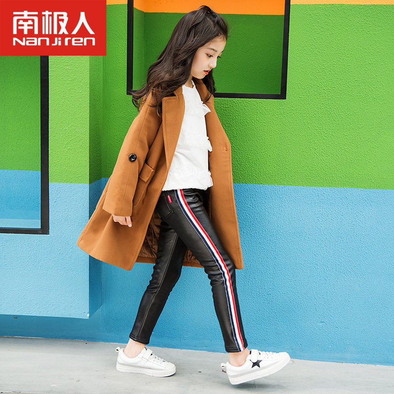 2018冬季款pu仿皮裤女童儿童装打底裤加绒宝