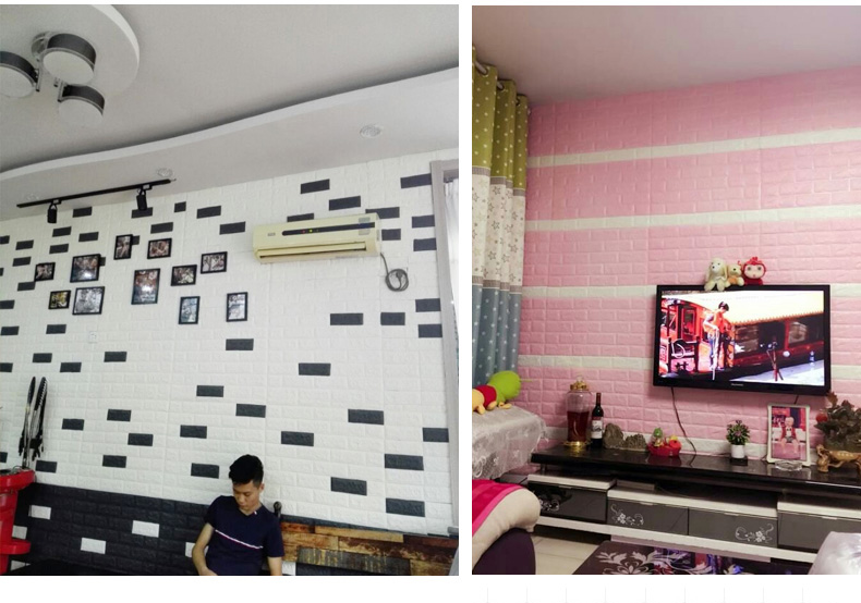 tivi 65 inch giá rẻ 3D stereo tường dán tự dính sáng tạo TV nền tường gạch hình nền phòng khách trẻ em trang trí phòng ngủ không thấm nước - TV tivi toshiba 40 inch