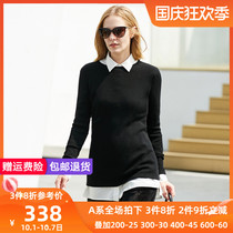 Amii minimalism] casual style round neck sweater Womens 2017 winter New straight solid color stretch top