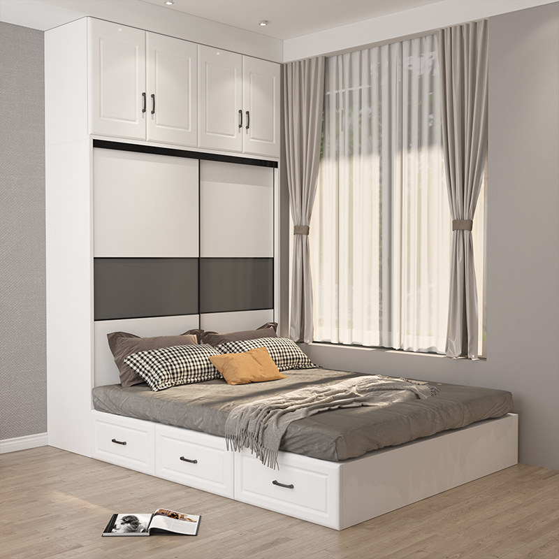 Tatami wardrobe bed integrated cloakroom with desk wardrobe combination small apartment multifunctional children's bed can be customized