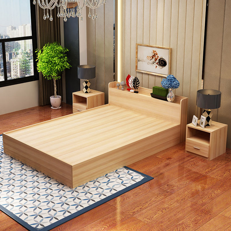Modern minimalist plank bed 1 2 meters 1 5 meters 1 8 meters double bed tatami high box storage storage bed master bedroom