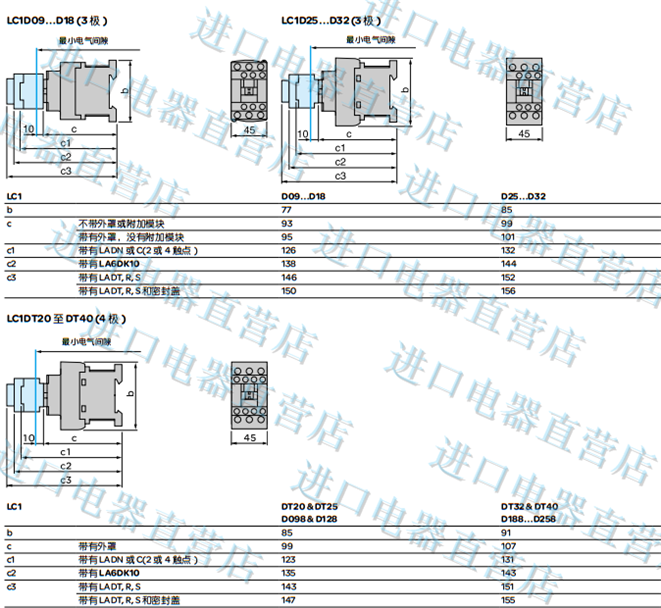 正品施耐德交流接觸器LC1D186M7C LC1D186...C 18A AC220V