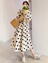 Lecea Alice Wave Point Liondress Girl Summer 2022 Summer new French style Superfairy V collar Waist Temperament Long Dress
