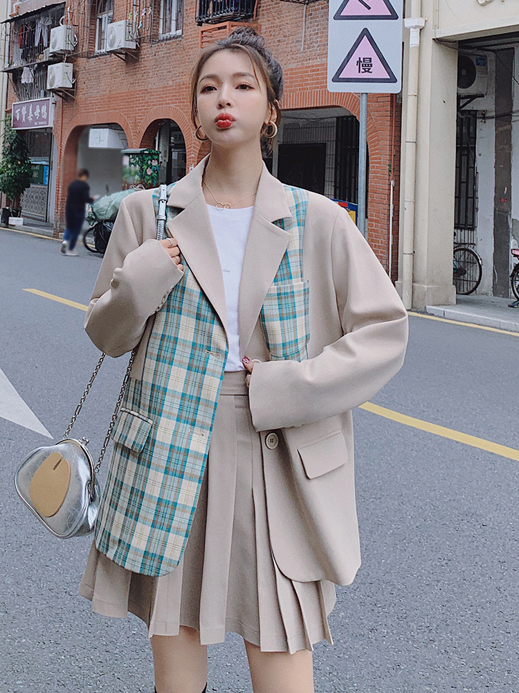 Lecea Alice Grid Super Costume Woman 2022 Spring New Design Spring Spring Spring Spring Spring Spring Spring Spring Spring Spring Spring Spring Two Pieces of Cross