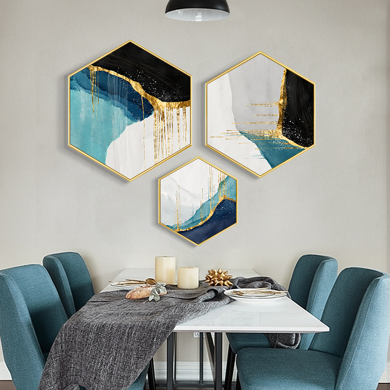 Light luxury porch decoration painting Nordic creative modern living room abstract mural wall painting dining room hexagonal wall painting