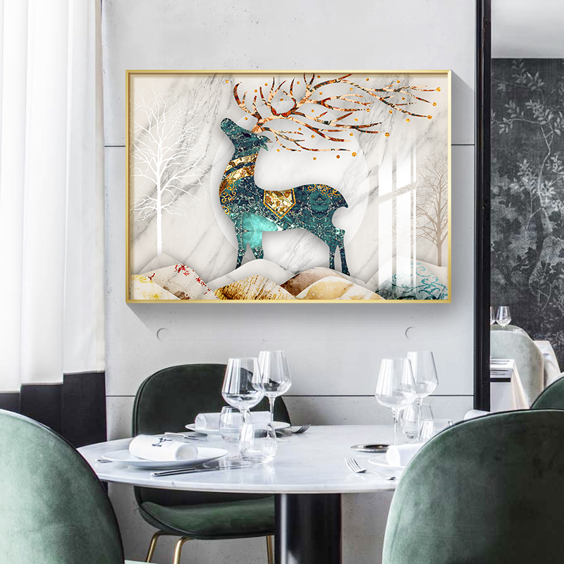 Hair Treasure Elk Deer Living Room Background Wall Corridor Genguan Decoration Painting Restaurant Hotel Minjuku Guesthouse Light Extravagant Version-Taobao
