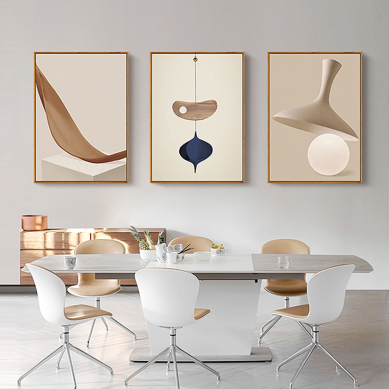 Modern Minimalist Living Room Decoration Painting Triplex Dining Room Dining Room Hanging Painting Nordic Abstract Oil Painting Beige Background Wall Mural Painting
