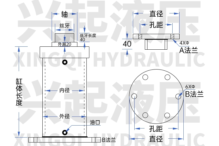 Xi lanh dầu xi lanh thủy lực xi lanh outrigger 10 tấn 20 tấn 30 tấn mặt bích hai chiều máy chia gỗ nâng baler xi lanh thủy lực