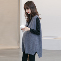 Pregnant woman suit fall 2021 new pregnant woman waistcoat warm vest sweater knitted undershirt autumn and winter