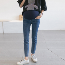 Pregnant Woman Jeans Spring Fall high waist towering pants Body Slim Casual 100 Lap Ocean Air 90% Little Leggings Jeans