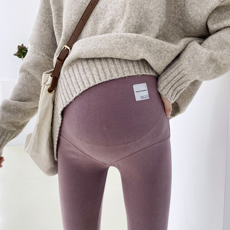 Pregnant Woman Inner Hitch Pants Spring Autumn/Winter Outwear Thick fashion High waist Abdominal Elastic 100 lap Pure cotton Large size Pregnant Woman Pants