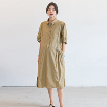 Pregnant woman shirt one-piece dress Summer short sleeves Long style Loose Big Code Fashion Capable cotton Pregnant Woman Skirt