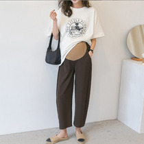 Pregnant Woman Pants Spring Autumn Season Outwear Casual Broadlegged Pants Tide Moms Fashion Hit Color Big Code Comfort Straight Drum 90% Pants