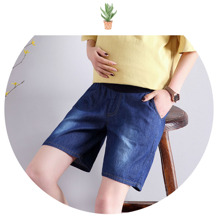 Phụ nữ mang thai mùa hè quần short mỏng thai sản quần thể thao giản dị mặc năm điểm jeans dạ dày lift lỏng cộng với chất béo kích thước lớn