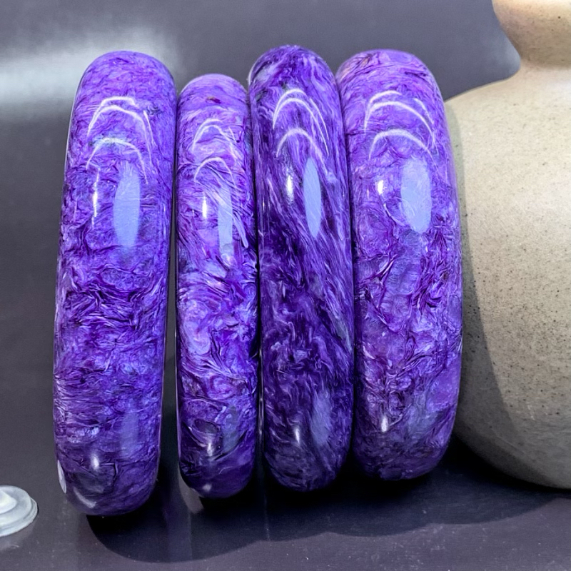 Natural Crystal Amethyst Bracelet, Thin Flat Strip, Wide Version, Beautiful Pattern, Purple Bracelet, Women's Jewelry