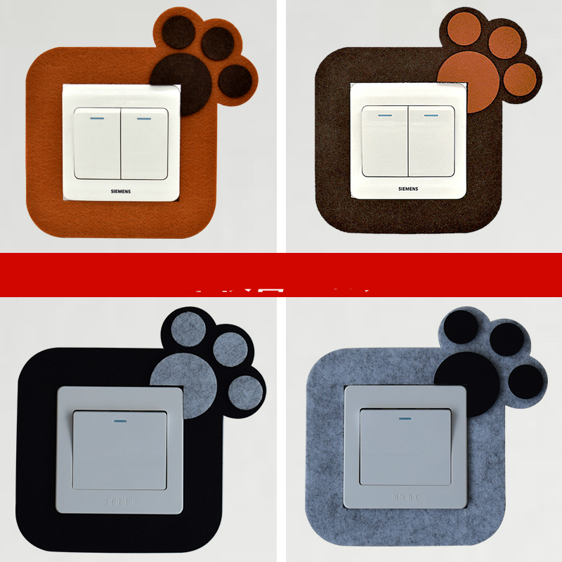4 clothes switch stickup small animal bear palm felt free of stick Korean style cartoon switch cover wall stickup decoration stick