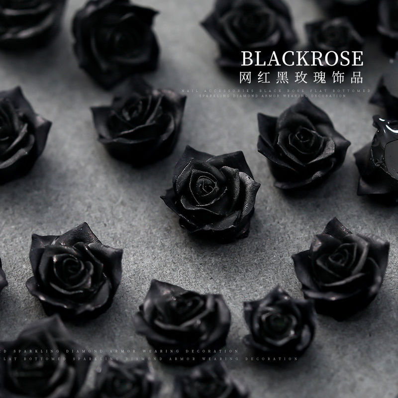 【Thorn Rose】Internet-Famous 3D Dark-Style Nail Art ins Camellia Resin Nail Decoration DIY Accessories