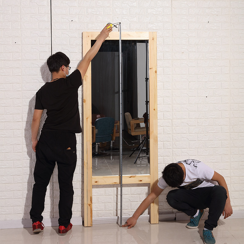 Li Kun waterproof fashion retro hair salon modern single-sided simple wall-mounted mirror table European-style nostalgic solid wood hair salon