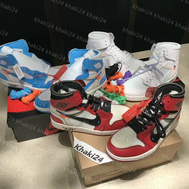 [Khaki24 Air Jordan 1 AJ1OW联名北卡蓝球鞋Off White AQ0818-148]