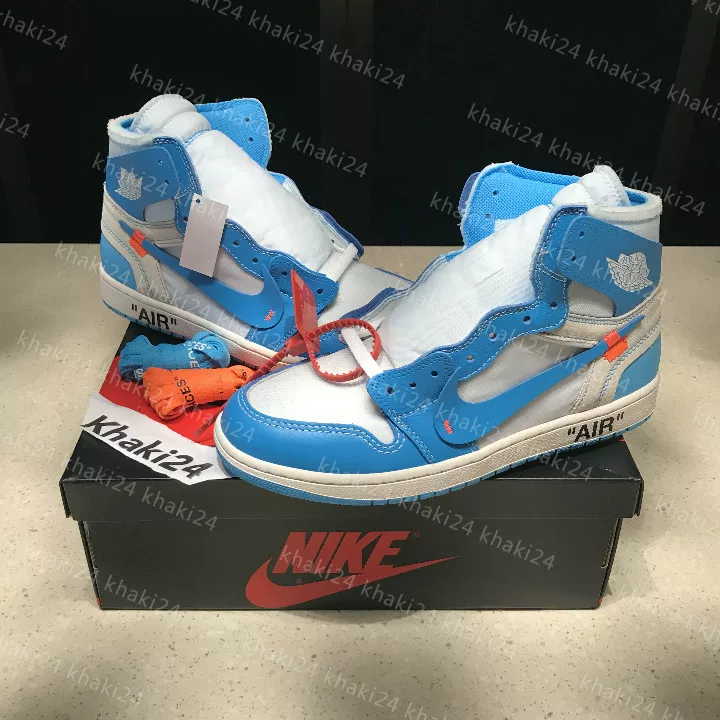 [Khaki24 Air Jordan 1 AJ1OW联名北卡蓝球鞋Off White AQ0818-148]