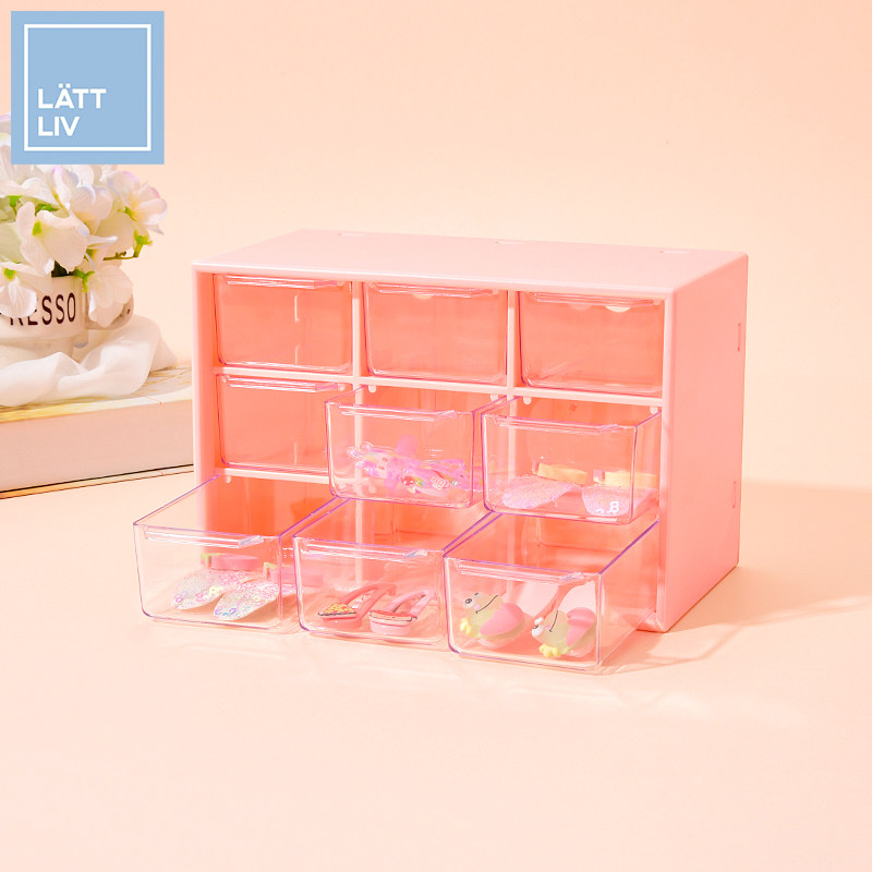 LATTTLIV Life without worries I Jiugong Pink Tabletop Containing box Drawer Type finishing Divine Instrumental Shelve