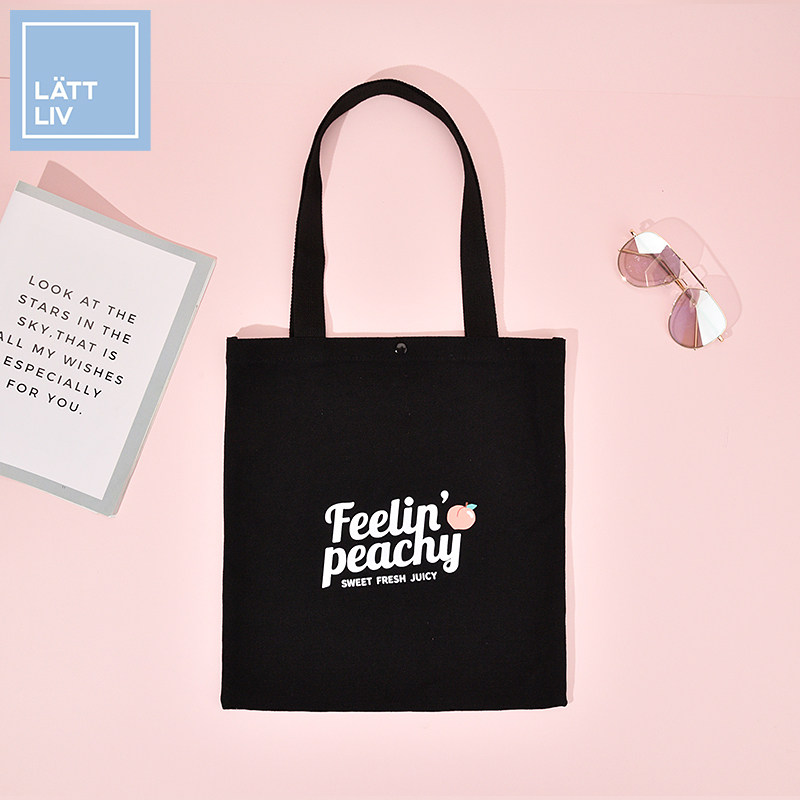 LATTLIV Life No Worries Honey Peach Series Sails Cloth Bag Women Single Shoulder Bag Students Day Ensemble ARTS GREAT CAPACITY